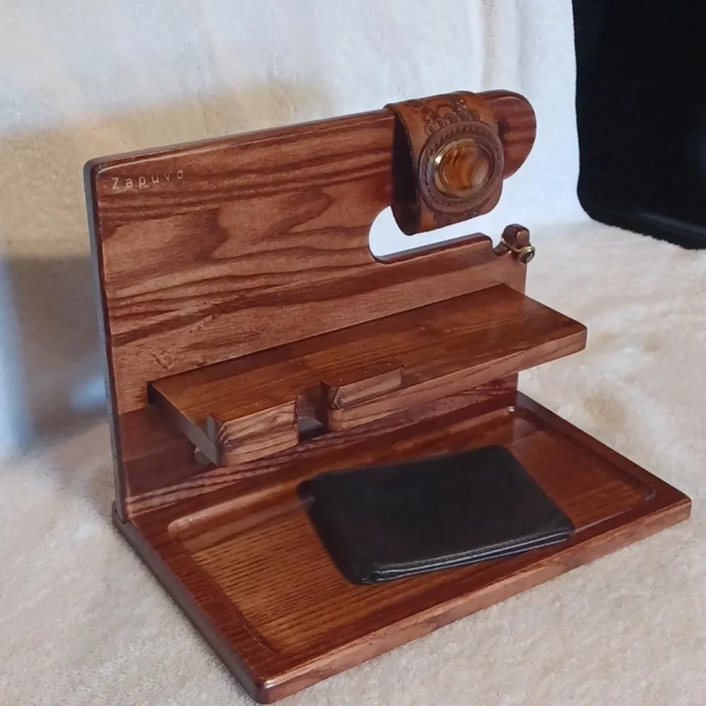 Desktop organizer  night stand organizer wooden by zapuvo